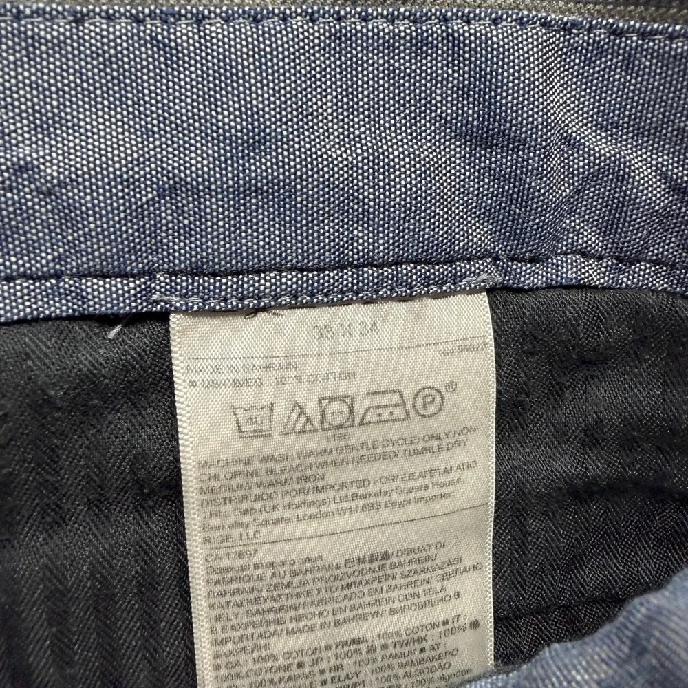 Banana Republic Pant Men 34x33 Gray Cotton Chino Straight Preppy Business Career